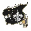 An abstract design combining elements of the New Orleans Saints logo and symbols representing your close girlfriends tattoo design idea