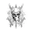 Skiing Skeleton tattoo design idea
