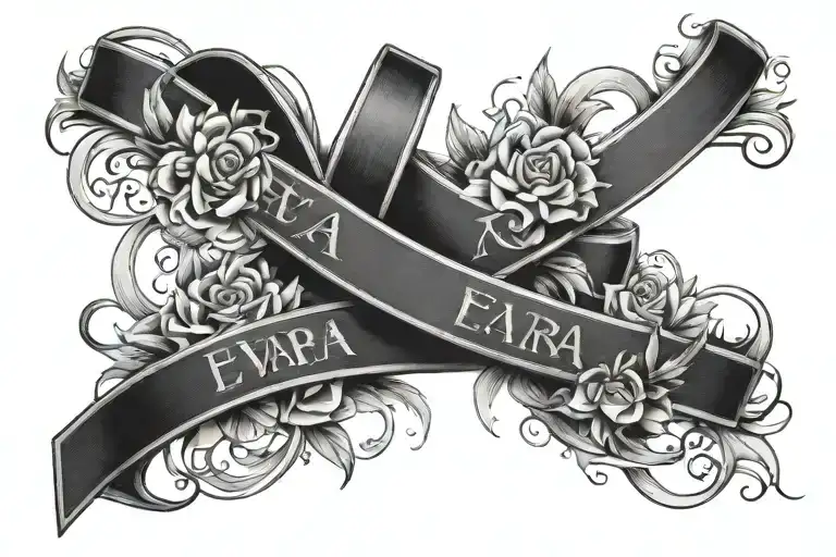 two black belts with the names Eva and Yara tattoo design idea