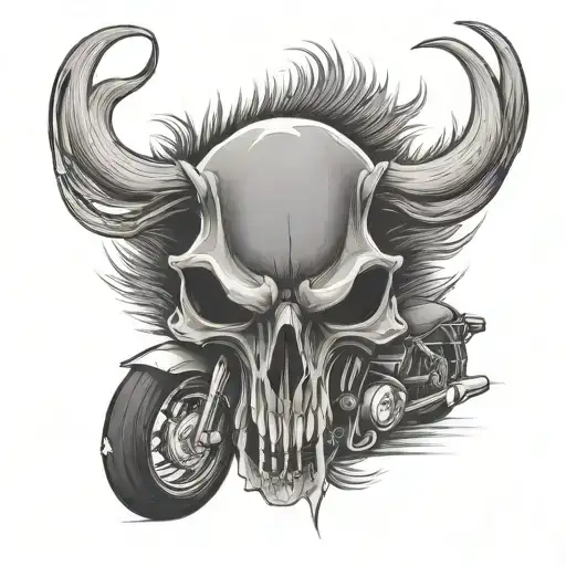 wild hog skull motorcycle  tattoo design idea