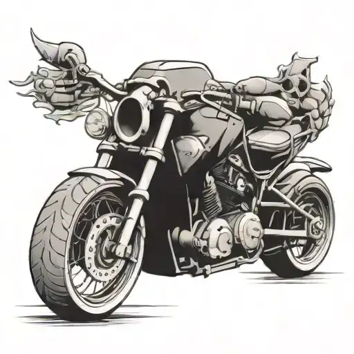 wild hog skull motorcycle riding tattoo design idea
