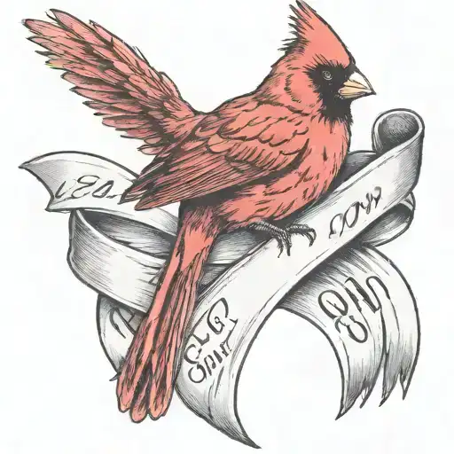 Cardinal and colon cancer ribbon mom who passed away  tattoo design idea