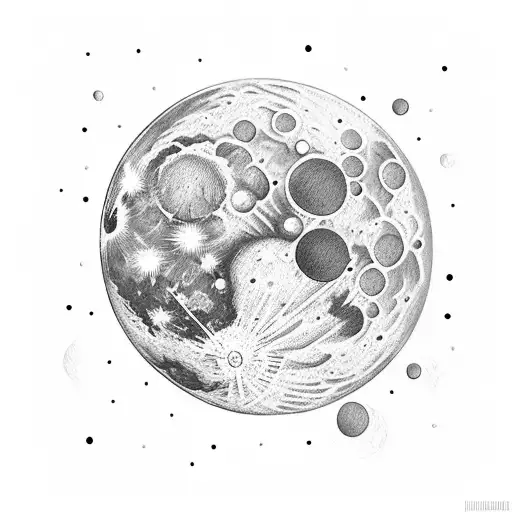 Moon with diamond shape tattoo design idea