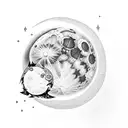 Moon with diamond shape tattoo design idea