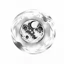 Moon with diamond shape tattoo design idea