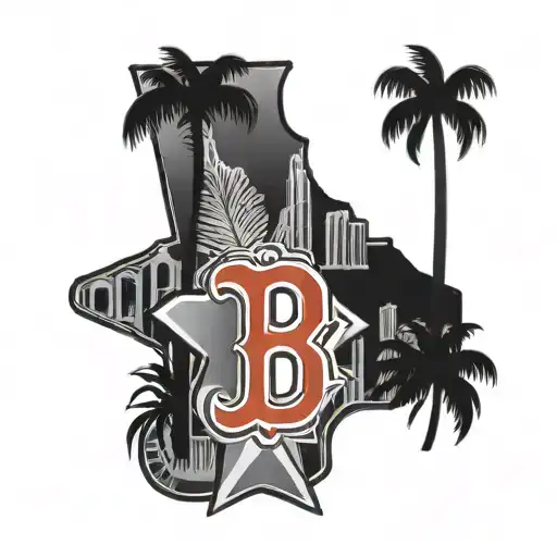 Boston Red Sox B, Palm trees, cross  tattoo design idea