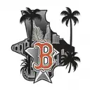 Boston Red Sox B, Palm trees, cross  tattoo design idea