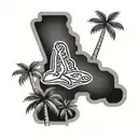 Boston Red Sox B, Palm trees, cross  tattoo design idea