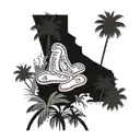Boston Red Sox B, Palm trees, cross  tattoo design idea
