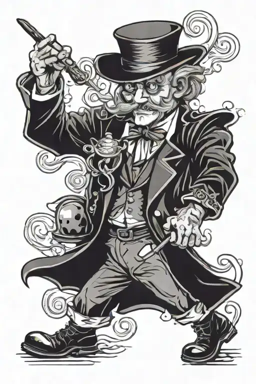 quixotically philosopher magician performing tricks tattoo design idea