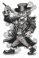 quixotically philosopher magician performing tricks tattoo design idea