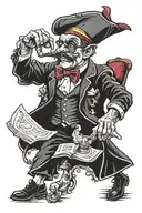 quixotically philosopher magician performing tricks tattoo design idea
