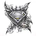 Batman vs Superman logo combined tattoo design idea