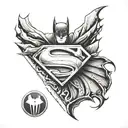 Batman vs Superman logo combined tattoo design idea
