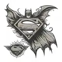 Batman vs Superman logo combined tattoo design idea