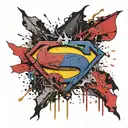 half batman logo and half superman logo melted  tattoo design idea