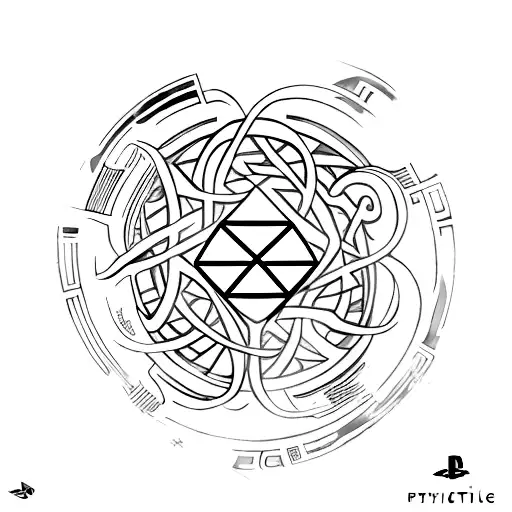 PlayStation Buttons with the Algiz Rune tattoo design idea