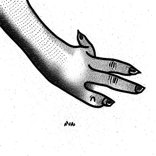 two hands in vertical touching like adam and god, one representing the universe and the other one representing the mind tattoo design idea