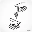 two hands in vertical touching like adam and god, one representing the universe and the other one representing the mind tattoo design idea