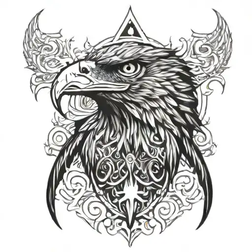Eagle with sauron eye looking tattoo design idea