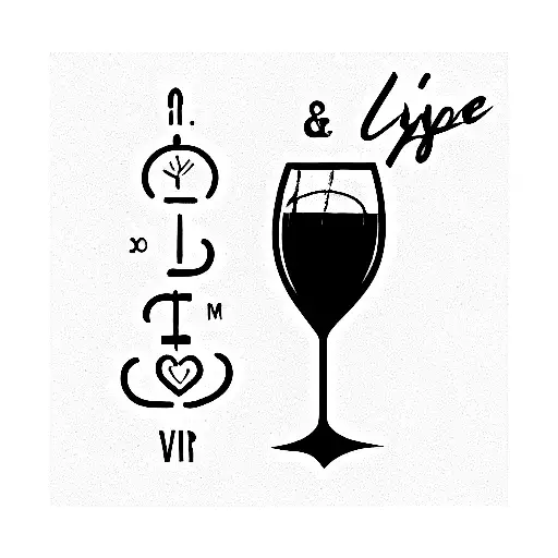wine and coffee with 11:11 time tattoo design idea