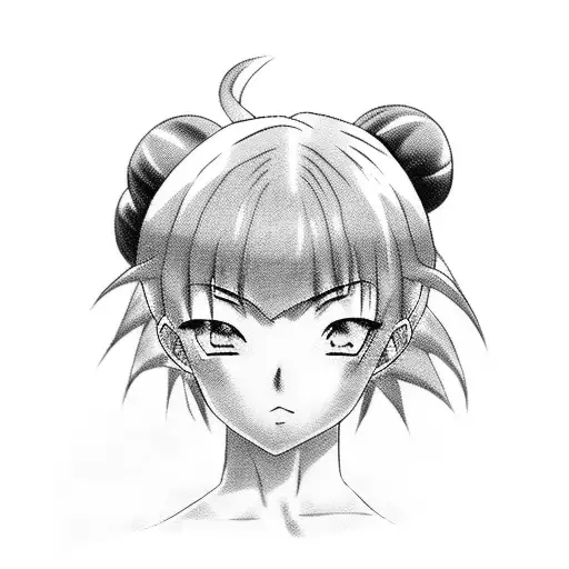 anime girl that looks like bulma, tomie and hinata tattoo design idea