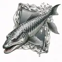 sturgeon swimming in a crystal tattoo design idea