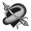 snake running down the arm with a dagger piercing a heart tattoo design idea