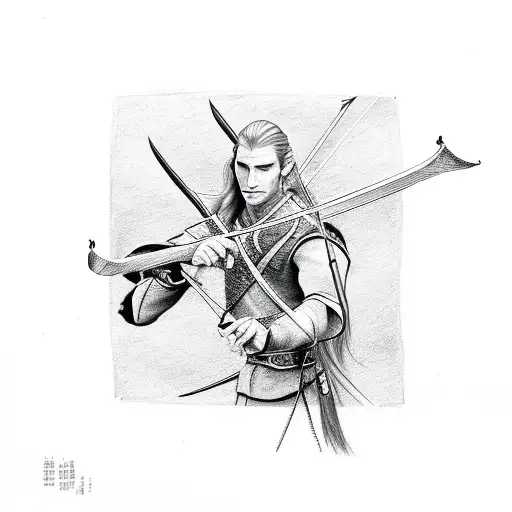 legolas shooting tattoo design idea