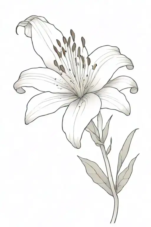 minimalist tattoo featuring a pink lily with the name 'Agatha' written along its stem tattoo design idea