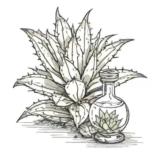agave plant w tequila tattoo design idea