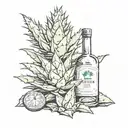 agave plant w tequila tattoo design idea