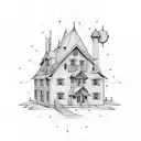 Create a tattoo of a house blueprint with sales graphs integrated tattoo design idea