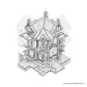 Create a tattoo of a house blueprint with sales graphs integrated tattoo design idea