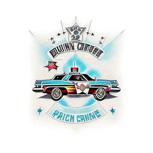 burnin cop car tattoo design idea