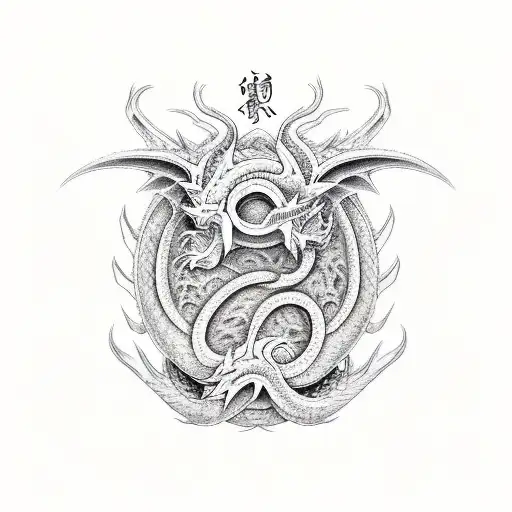 dragon of japanese and Norse decent  tattoo design idea