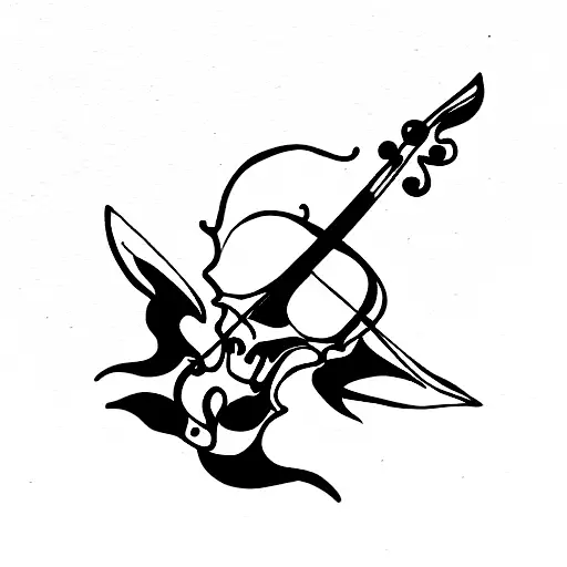 devil playing on violin tattoo design idea