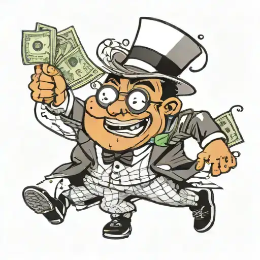 Riley from the boondocks dressed as monopoly man  tattoo design idea