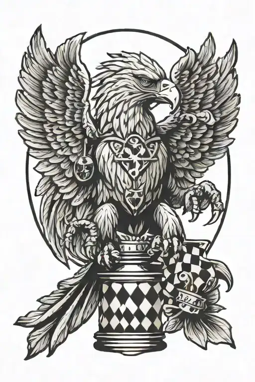 HD screaming eagle on hand, flying horse chess piece tattoo design idea