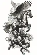 winged chess horse together with screaming eagle flying tattoo design idea