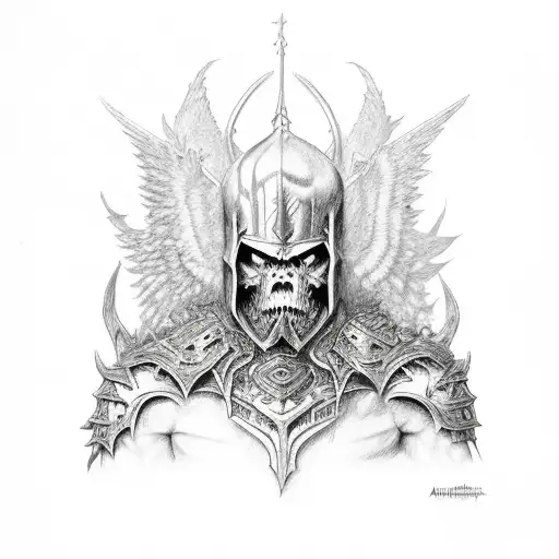 aggrogoth archangel drawn in biro tattoo design idea