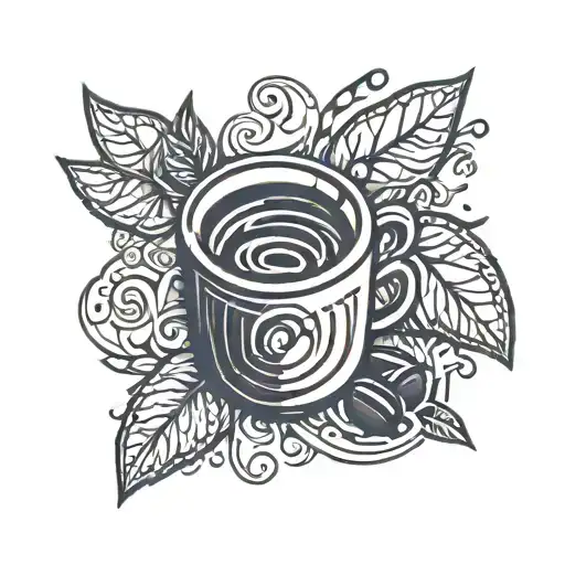 Coffee bean mosaic inspired by latte art tattoo design idea