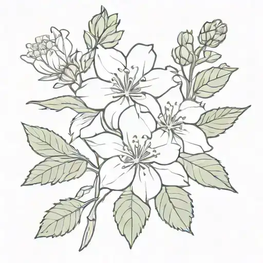 Hortensia et edelweiss flowers tattoo design idea