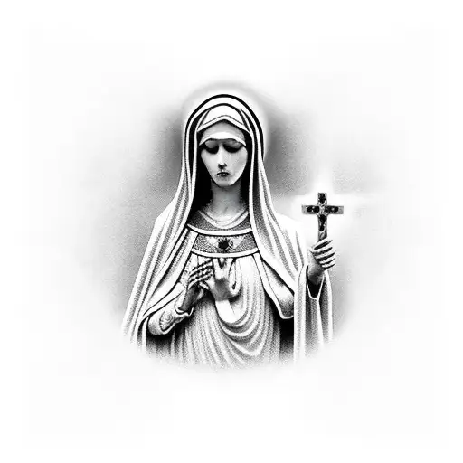 virgen de la piedad con Jesucristo  tattoo design idea
