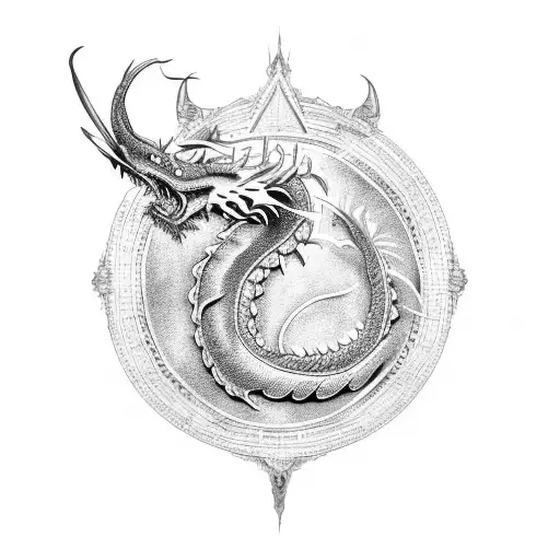 big black dragon and small gold dragon tattoo design idea