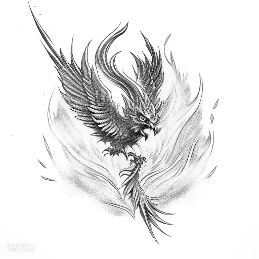 phoenix with fire tattoo design idea