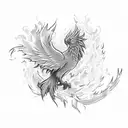 phoenix with fire tattoo design idea
