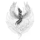 phoenix with fire tattoo design idea