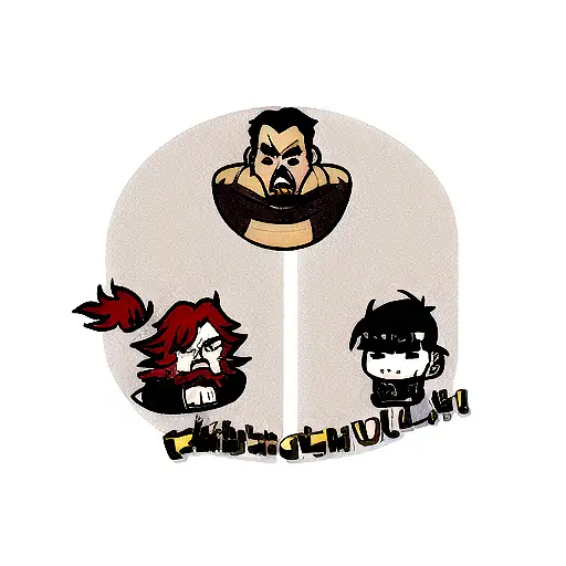make one character Quigon on the right, Darth Maul in the middle and Obiwan on the left side.It's all in 2D tattoo design idea
