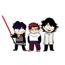 make one character Quigon on the right, Darth Maul in the middle and Obiwan on the left side.It's all in 2D tattoo design idea